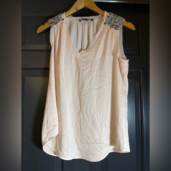 Banana Republic light pink Embellished Cream Sleeveless Top size XS (b3 - Picture 1 of 8